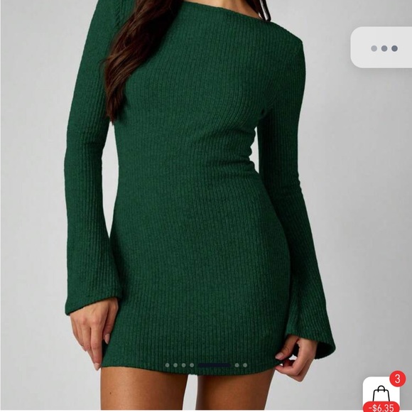 Miss Guided Green Ribbed Knit Dress - Picture 5 of 6